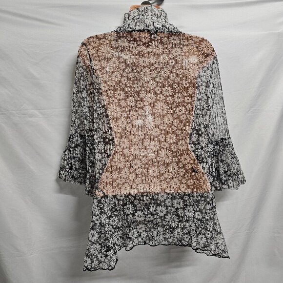 Damee Inc. Sheer Net Sequined Wired Collar Women Jacket Size XL Floral - Picture 10 of 13